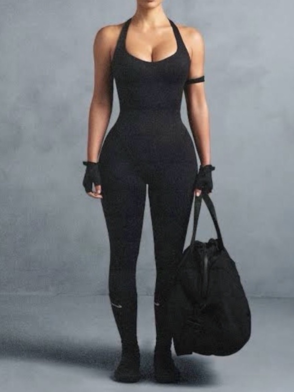 SKIMS NIKE MATTE RACER LONG ONESIE OBSIDIAN XS